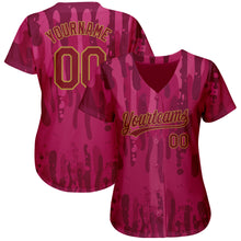 Load image into Gallery viewer, Custom Crimson Crimson-Old Gold 3D Pattern Design Authentic Baseball Jersey
