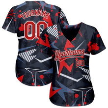Load image into Gallery viewer, Custom Black Red-White 3D Pattern Design Authentic Baseball Jersey
