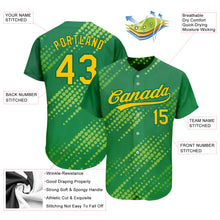 Load image into Gallery viewer, Custom Neon Green Gold-Kelly Green 3D Pattern Design Authentic Baseball Jersey
