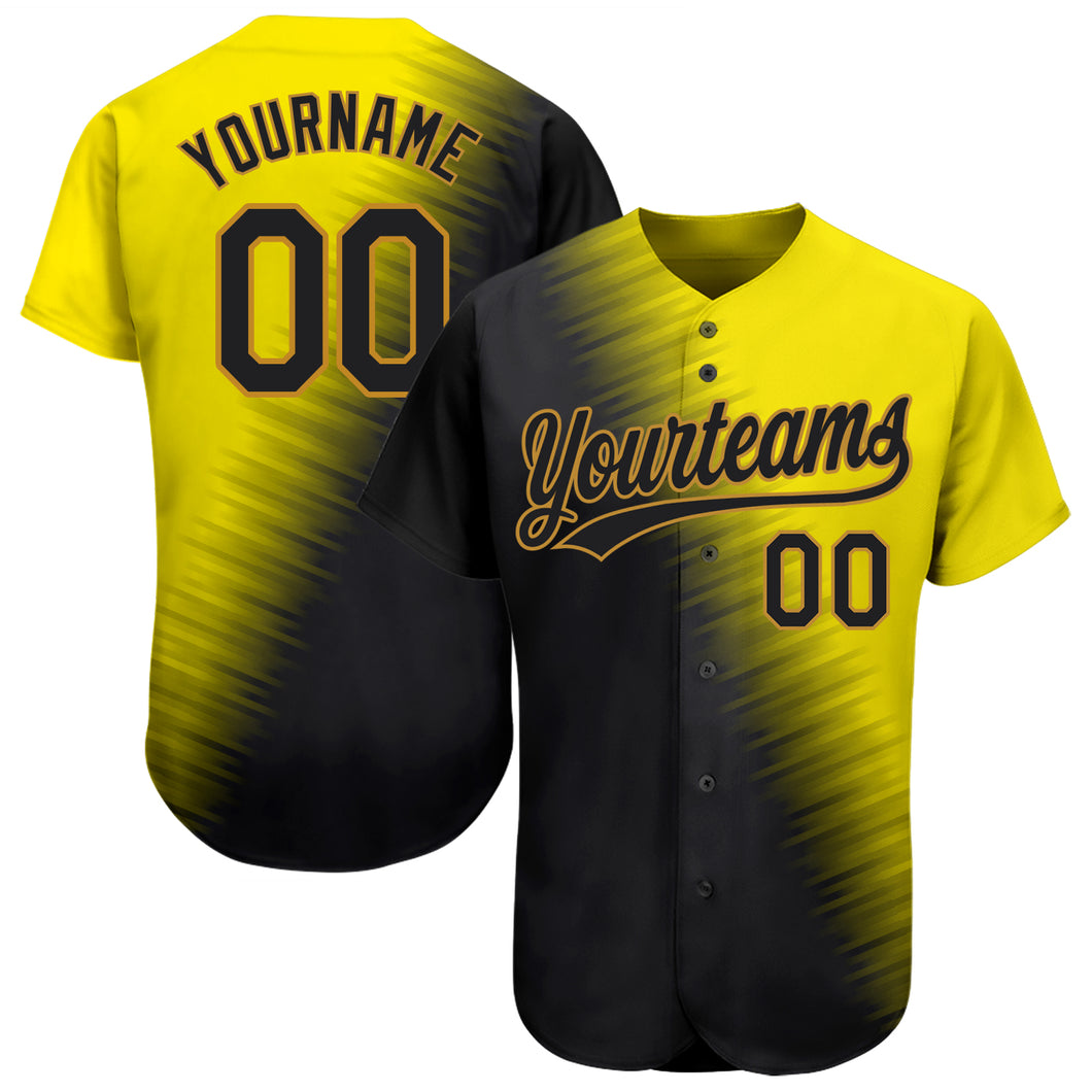 Custom Gold Black-Old Gold 3D Pattern Design Authentic Baseball Jersey