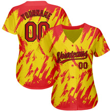 Load image into Gallery viewer, Custom Gold Red-Black 3D Pattern Design Authentic Baseball Jersey
