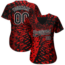 Load image into Gallery viewer, Custom Red Black-White 3D Pattern Design Authentic Baseball Jersey

