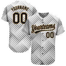 Load image into Gallery viewer, Custom White Black-Old Gold 3D Pattern Design Authentic Baseball Jersey
