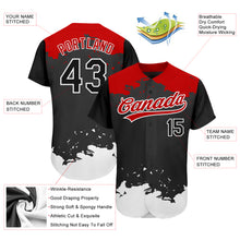 Load image into Gallery viewer, Custom Black Black-Red 3D Pattern Design Authentic Baseball Jersey
