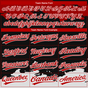 Custom Black Black-Red 3D Pattern Design Authentic Baseball Jersey