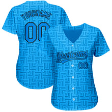 Load image into Gallery viewer, Custom Blue Blue-Black 3D Pattern Design Authentic Baseball Jersey
