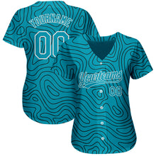 Load image into Gallery viewer, Custom Teal Teal-Black 3D Pattern Design Authentic Baseball Jersey
