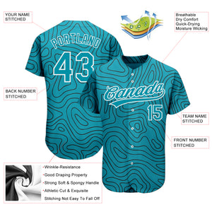 Custom Teal Teal-Black 3D Pattern Design Authentic Baseball Jersey