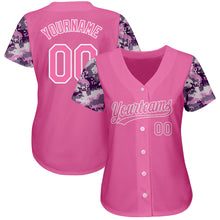 Load image into Gallery viewer, Custom Pink Pink-Camo 3D Pattern Design Authentic Baseball Jersey
