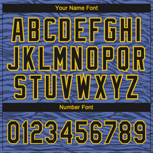 Load image into Gallery viewer, Custom Light Blue Black-Gold 3D Pattern Design Authentic Baseball Jersey
