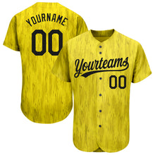 Load image into Gallery viewer, Custom Gold Black 3D Pattern Design Authentic Baseball Jersey
