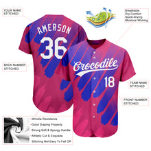 Load image into Gallery viewer, Custom Pink White-Royal 3D Pattern Design Authentic Baseball Jersey
