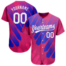 Load image into Gallery viewer, Custom Pink White-Royal 3D Pattern Design Authentic Baseball Jersey

