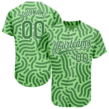 Load image into Gallery viewer, Custom Neon Green Kelly Green-White 3D Pattern Design Authentic Baseball Jersey
