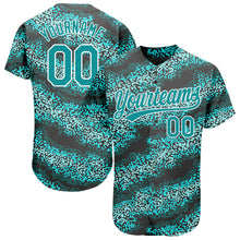 Load image into Gallery viewer, Custom Teal Teal-Black 3D Pattern Design Authentic Baseball Jersey
