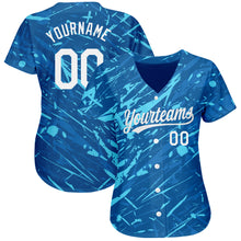 Load image into Gallery viewer, Custom Royal White-Light Blue 3D Pattern Design Authentic Baseball Jersey
