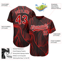 Load image into Gallery viewer, Custom Black Red-White 3D Pattern Design Authentic Baseball Jersey
