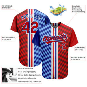 Custom Figure Red-Royal 3D Pattern Design Authentic Baseball Jersey