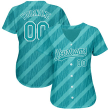 Load image into Gallery viewer, Custom Aqua Teal-White 3D Pattern Design Authentic Baseball Jersey
