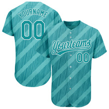 Load image into Gallery viewer, Custom Aqua Teal-White 3D Pattern Design Authentic Baseball Jersey
