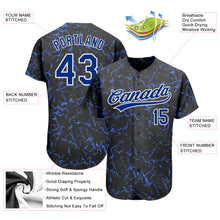Load image into Gallery viewer, Custom Black Royal-White 3D Pattern Design Authentic Baseball Jersey
