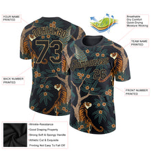 Load image into Gallery viewer, Custom Black Black-Old Gold 3D Pattern Design Tiger And Peacock Performance T-Shirt
