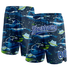Load image into Gallery viewer, Custom Navy Royal-White 3D Pattern Sea Wave Authentic Basketball Shorts
