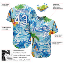 Load image into Gallery viewer, Custom White Royal 3D Pattern Design Beach Hawaii Palm Trees And Flowers Authentic Baseball Jersey
