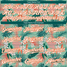 Load image into Gallery viewer, Custom Teal White-Orange 3D Pattern Design Hawaii Palm Leaves And Flowers Authentic Baseball Jersey
