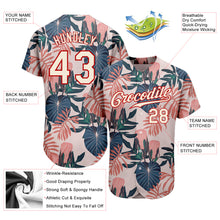 Load image into Gallery viewer, Custom Cream Red 3D Pattern Design Hawaii Palm Leaves And Flowers Authentic Baseball Jersey
