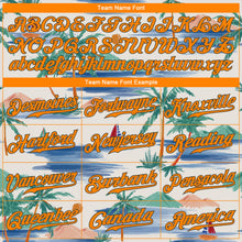 Load image into Gallery viewer, Custom Cream Bay Orange-Olive 3D Pattern Design Beach Coconut Palms Island And Sailboat Authentic Baseball Jersey
