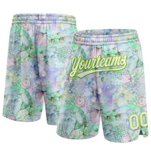 Load image into Gallery viewer, Custom White Aurora Green 3D Pattern Aquatic Plants And Conch Authentic Basketball Shorts
