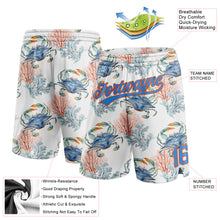 Load image into Gallery viewer, Custom White Powder Blue-Orange 3D Pattern Coral And Crab Authentic Basketball Shorts
