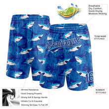 Load image into Gallery viewer, Custom Royal White 3D Pattern Sharks Authentic Basketball Shorts
