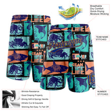 Load image into Gallery viewer, Custom Black Royal-Bay Orange 3D Pattern Summer Ocean Life Authentic Basketball Shorts
