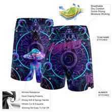 Load image into Gallery viewer, Custom Black Purple-Pink 3D Pattern Magic Mushrooms Over Sacred Geometry Psychedelic Hallucination Authentic Basketball Shorts
