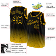 Load image into Gallery viewer, Custom Black Gold Fade Fashion Authentic City Edition Basketball Jersey
