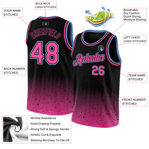 Custom Black Pink-Light Blue Fade Fashion Authentic City Edition Basketball Jersey