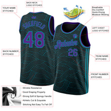 Load image into Gallery viewer, Custom Black Purple-Teal Authentic City Edition Basketball Jersey
