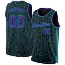 Load image into Gallery viewer, Custom Black Purple-Teal Authentic City Edition Basketball Jersey

