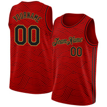 Load image into Gallery viewer, Custom Red Black-Old Gold Authentic City Edition Basketball Jersey
