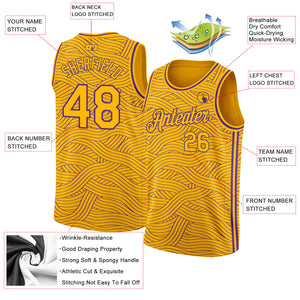 Custom Gold Purple Authentic City Edition Basketball Jersey