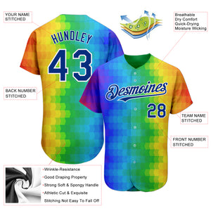 Custom Rainbow For Pride Month Love Is Love LGBT 3D Authentic Baseball Jersey