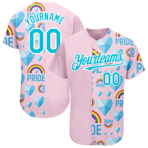 Custom Rainbow For Pride Month Love Is Love LGBT 3D Authentic Baseball Jersey