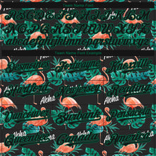 Load image into Gallery viewer, Custom Black Kelly Green 3D Pattern Design Hawaii Flamingos And Leaves Authentic Baseball Jersey

