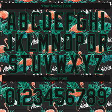 Load image into Gallery viewer, Custom Black Kelly Green 3D Pattern Design Hawaii Flamingos And Leaves Authentic Baseball Jersey

