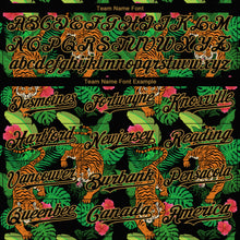 Load image into Gallery viewer, Custom Black Old Gold 3D Pattern Design Hawaii Tropical Tiger Authentic Baseball Jersey
