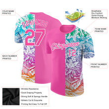Load image into Gallery viewer, Custom Pink White 3D Pattern Design Tropical Palm Leaves Performance T-Shirt
