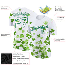 Load image into Gallery viewer, Custom White Kelly Green 3D Pattern Design St. Patrick&#39;s Day Performance T-Shirt
