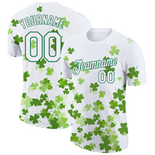 Load image into Gallery viewer, Custom White Kelly Green 3D Pattern Design St. Patrick&#39;s Day Performance T-Shirt
